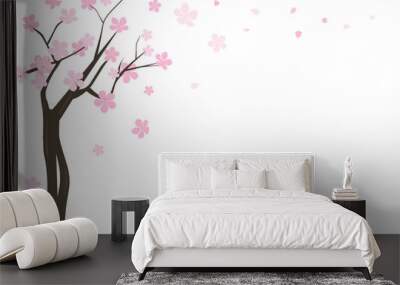 Cherry blossom tree isolated on white background vector illustration. Sakura flower. Wall mural