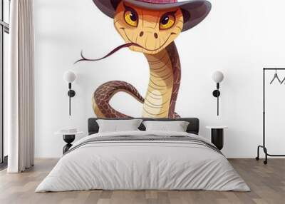 Cobra Western animal fashion cartoon isolated whitebackground 16:9 Wall mural