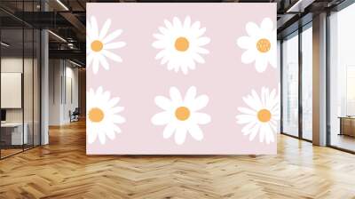 Set of daisy flowers icons isolated on pink background vector illustration. Wall mural