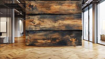 Surface of the old brown wood texture Old dark textured wooden background Top view Wall mural