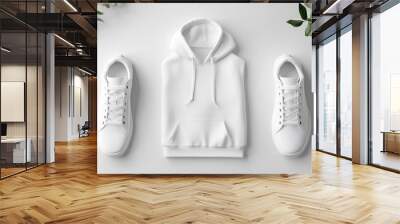 Sleek Modern Sportswear Mockup on White Background for Active Lifestyle Promotion Wall mural