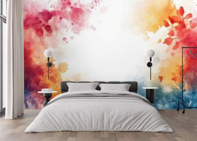 Vibrant watercolor floral background with abstract colors Wall mural