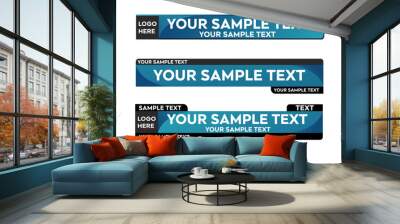 Blue Lower third vector design with Blue overlay strip text video. News Lower Thirds Pack Template. Vector illustration. Wall mural