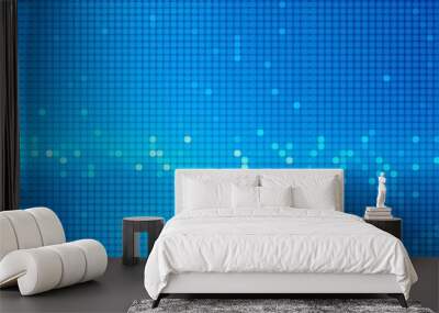 Abstract digital mosaic with a grid of blue pixels in different shades creating a clean high-tech aesthetic Ideal for modern tech backgrounds Wall mural