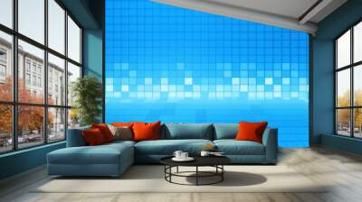 Blue digital grid with alternating shades of blue squares where lighter squares float above darker ones creating a modern tech-inspired backdrop with a clean sleek look Wall mural