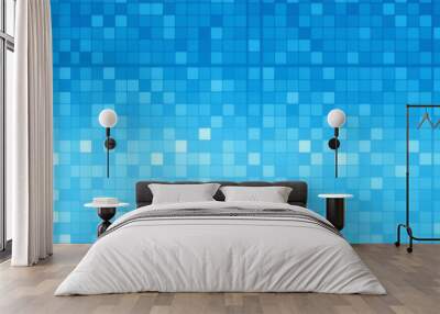 Clean high-tech blue pixel mosaic with varying shades arranged in a smooth grid layout The depth and seamless design give a modern digital look Wall mural