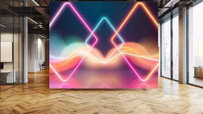 neon gradient shapes unite at the image s center their vivid colors fading into a soft-focus background representing the convergence of artistic innovation Wall mural