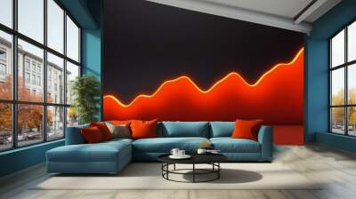 rising trend in 3d line graph vibrant orange glow minimalist black background showcasing steady financial growth contemporary design controlled budget hd quality Wall mural