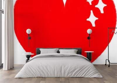 Sparkle Red Heart Cute Doodle Illustration Wall mural