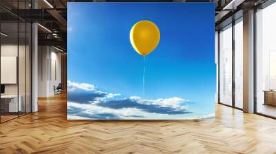 yellow balloon in blue sky Wall mural