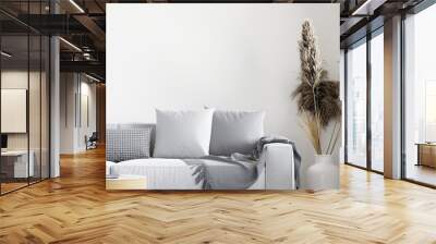 big white living room.interior design,grey sofa wall for mock up and copy space... Wall mural