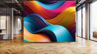 Abstract colorful wavy on a dark background, vibrant colors, vertical composition Wall mural