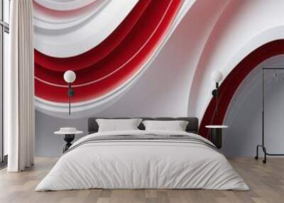 Abstract white and red wavy on a bright background, vertical composition Wall mural