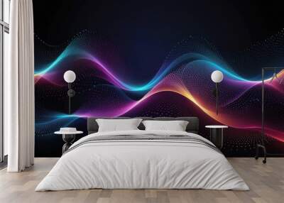 Colorful sound waves, abstract background, horizontal composition Wall mural