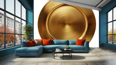 Empty Gold Plate Modern Minimalist Design on Transparent Background Wall mural