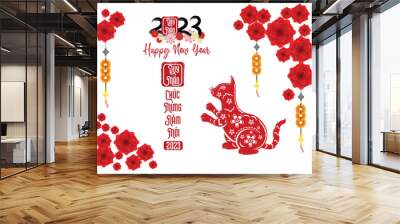 Happy lunar new year 2023, Vietnamese new year, Year of the Cat.
(Translation vietnamese: Happy new year, year of the cat) Wall mural