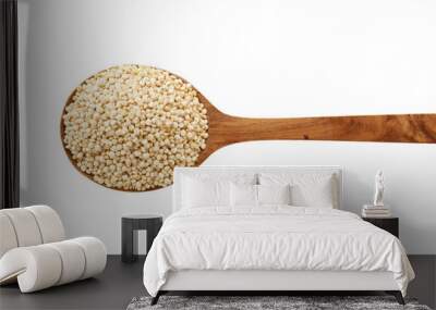 Quinoa in spoon isolated on white Wall mural