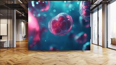 3D Illustration of Human Cell or Embryonic Stem Cell Microscope Background Wall mural