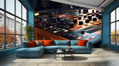 Close - up photo of a DJ mixer Wall mural