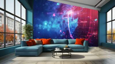 Futuristic Cyber Security Shield Background Wall mural