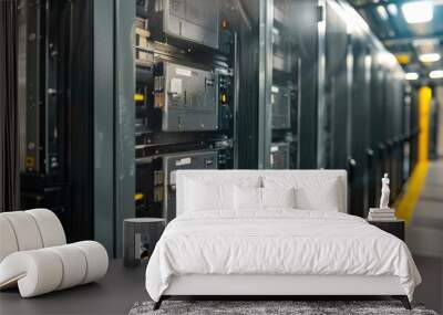 Modern Data Center Infrastructure with Server Racks Wall mural