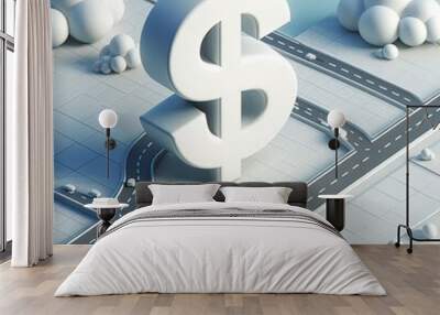 A good name for the image could be Dollar and Euro with Dollar Sign on Arrow and Road Wall mural