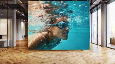 a mid-adult woman swimming in the sea  Wall mural