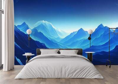 abstract blue landscape mountains illustration scenery desktop wallpaper background  Wall mural