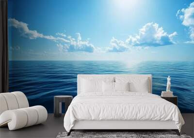 Calm blue waters. Panorama of blue clean ocean water surface Wall mural