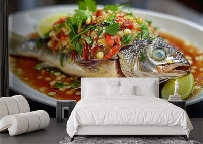 chili lime steamed fish Wall mural