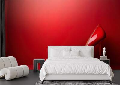 Elegant red high heels on stunning red background Wall mural