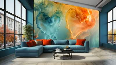 Fluid abstract shapes merging together, symbolizing two hearts becoming one.  Wall mural