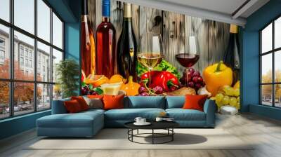 Food and Drink: Encompasses images related to food, beverages, and dining experiences.  Wall mural