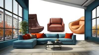 Modern different leather furniture set isolated on white background  Wall mural