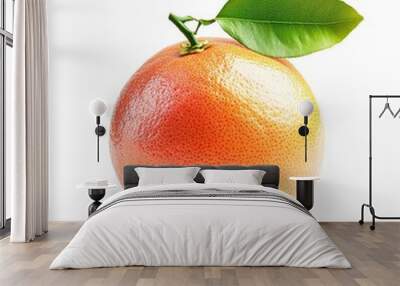 Organic grapefruit on white background Grapefruit with leaf Full depth of field with clipping path  Wall mural