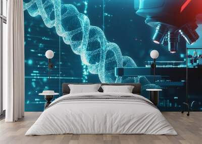 Research medical DNA lab science biotechnology scientist laboratory clinic medicine chemistry. Medical analysis DNA research equipment technology test microscope work health scientific computer gene  Wall mural