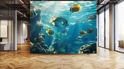 School of fish --ar 16:9 --v 6.1 Job ID: 60b64a0c-5785-4919-a41b-651cd0b2399f Wall mural