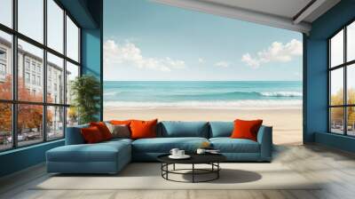 sea with beach and sky view in summer. Creative banner. Copyspace image  Wall mural