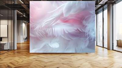 Soft, abstract feathery textures in whites and pinks, conveying tenderness and gentle affection. Wall mural