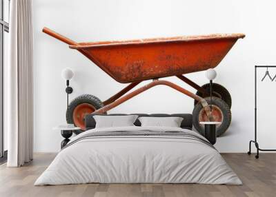 wheelbarrow isolated on white background   Wall mural