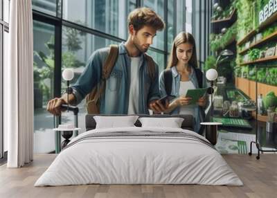 couple shopping in mall Wall mural