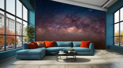 Panorama view universe space shot of milky way galaxy with stars on a night sky background. Wall mural