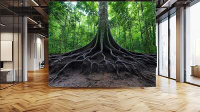 Amazon Forest trees with massive roots, demonstrating the power of nature Wall mural