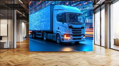 Big data processing in logistics improves delivery times and reduces transportation costs Wall mural