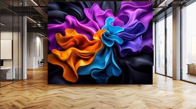 Neon color digital art with abstract and fluid shapes, depicted in an artwork where digital art features abstract, fluid shapes in neon colors, creating a sense of motion and energy Wall mural