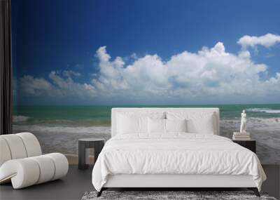 Beautiful tropical sea and sand beach with blue sky in sunny day Wall mural