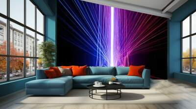 Glowing neon light on a dark background  Wall mural