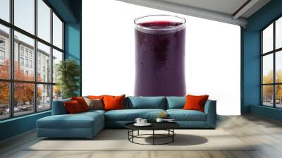 Red grape juice in glass isolated on white background Wall mural