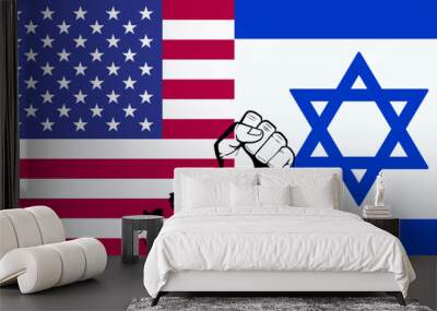 A harmonious blend of patriotism, this vector art elegantly unites the American and Israeli flags, symbolizing the bond between two nations through vibrant colors and striking design. vector Wall mural