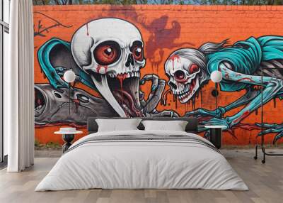 Halloween graffiti on the wall Wall mural